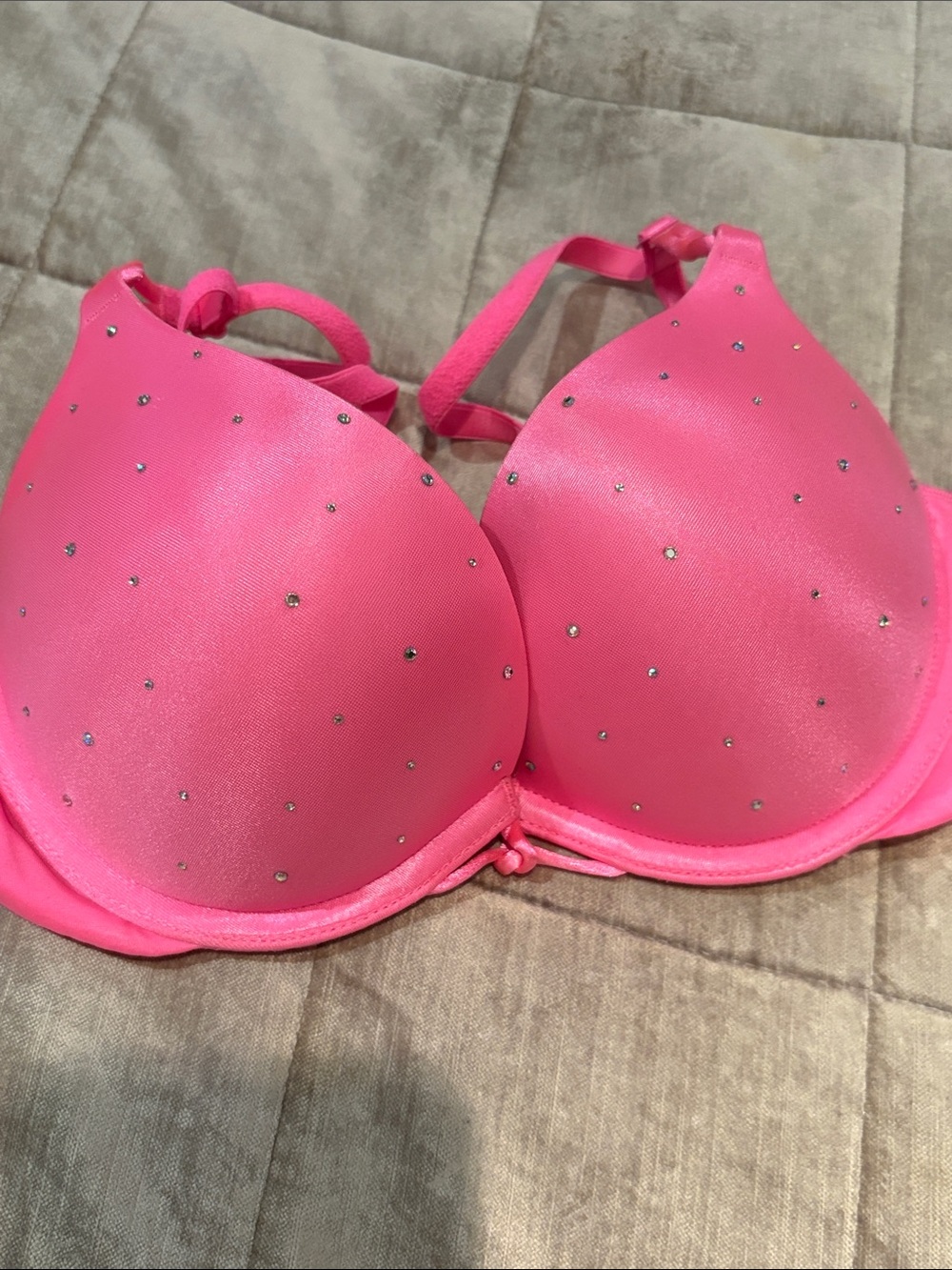 Victoria's Secret Hot Pink Rhinestone Push-Up Bra 32B